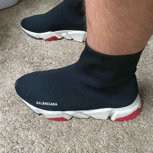 Balenciaga Black and White Athletic Sock Sneakers